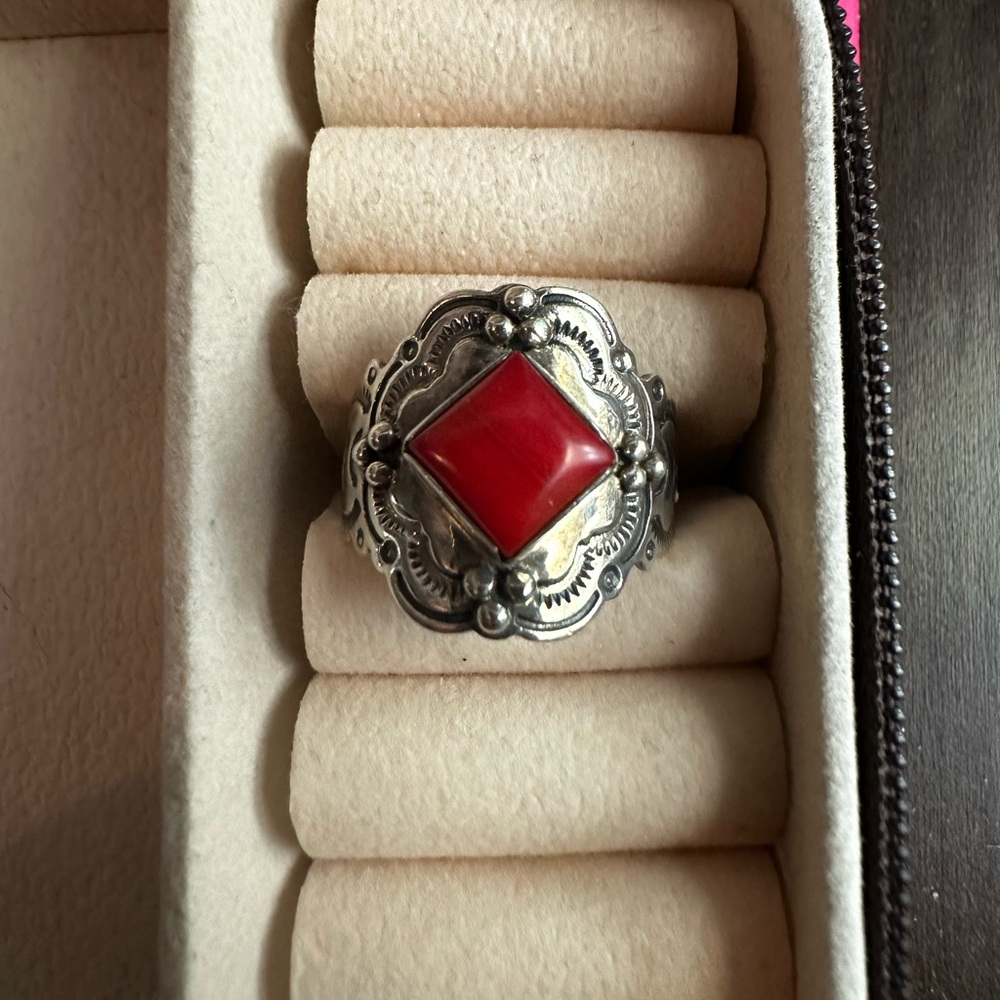 Stamped Coral Ring